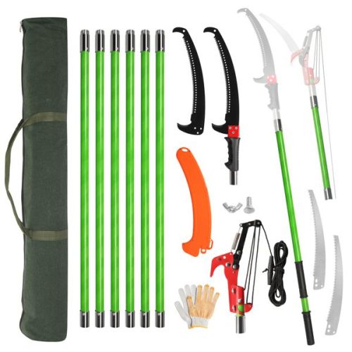26ft Green Manual Pole Saw Spiral Splicing With Portable Bag Tree Trimmer 26ft Green Manual Pole Saw Spiral Splicing With Portable Bag Tree Trimmer