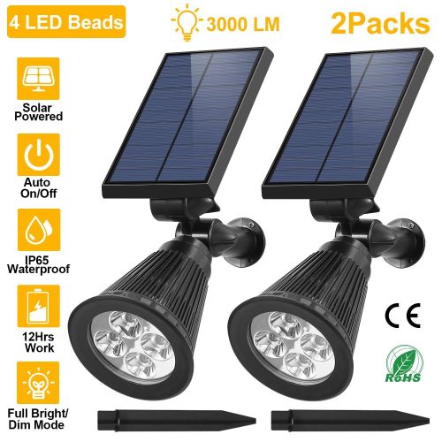 2Pcs Solar Spotlight Outdoor Dusk To Dawn Light Wall Path Lawn Garden Lamp Waterproof 2Pcs Solar Spotlight Outdoor Dusk To Dawn Light Wall Path Lawn Garden Lamp Waterproof