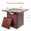 28" 50000 BTU Outdoor Propane Gas Fire Pits Table, Square Brown Texture Outdside Patio Firepits Fireplace Dinning Coffee Tables with Lid & Lava Rock,