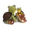 [only for pickup with a prepaid label]Garden Statue Cute Frog Face Turtles Figurines,Solar Powered Resin Animal Sculpture with 3 Led Lights for Patio,