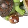 [only for pickup with a prepaid label]Garden Statue Cute Frog Face Turtles Figurines,Solar Powered Resin Animal Sculpture with 3 Led Lights for Patio,