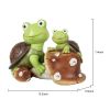 [only for pickup with a prepaid label]Garden Statue Cute Frog Face Turtles Figurines,Solar Powered Resin Animal Sculpture with 3 Led Lights for Patio,