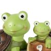 [only for pickup with a prepaid label]Garden Statue Cute Frog Face Turtles Figurines,Solar Powered Resin Animal Sculpture with 3 Led Lights for Patio,
