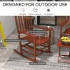 Outsunny Outdoor Rocking Chair Set of 2 with Side Table, Patio Wooden Rocking Chair with Smooth Armrests, High Back for Garden, Balcony, Porch, Suppor