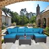 Outdoor Garden Patio Furniture 7-Piece PE Rattan Wicker Cushioned Sofa Sets and Coffee Table, patio furniture set;outdoor couch;outdoor couch patio fu