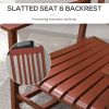 Outsunny Outdoor Rocking Chair Set of 2 with Side Table, Patio Wooden Rocking Chair with Smooth Armrests, High Back for Garden, Balcony, Porch, Suppor