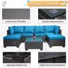 Outdoor Garden Patio Furniture 7-Piece PE Rattan Wicker Cushioned Sofa Sets and Coffee Table, patio furniture set;outdoor couch;outdoor couch patio fu