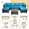 Outdoor Garden Patio Furniture 7-Piece PE Rattan Wicker Cushioned Sofa Sets and Coffee Table, patio furniture set;outdoor couch;outdoor couch patio fu