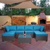 Outdoor Garden Patio Furniture 7-Piece PE Rattan Wicker Cushioned Sofa Sets and Coffee Table, patio furniture set;outdoor couch;outdoor couch patio fu