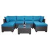 Outdoor Garden Patio Furniture 7-Piece PE Rattan Wicker Cushioned Sofa Sets and Coffee Table, patio furniture set;outdoor couch;outdoor couch patio fu