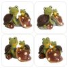 [only for pickup with a prepaid label]Garden Statue Cute Frog Face Turtles Figurines,Solar Powered Resin Animal Sculpture with 3 Led Lights for Patio,