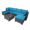 Outdoor Garden Patio Furniture 7-Piece PE Rattan Wicker Cushioned Sofa Sets and Coffee Table, patio furniture set;outdoor couch;outdoor couch patio fu