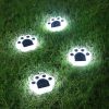 4pcs Cute Paw Shape Solar Lawn Light; Lawn Lamp IP65 Waterproof Outdoor Ground Lights Solar Charging Courtyard Light Decors