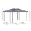 Outsunny 10' x 13' Patio Gazebo, Double Roof Outdoor Gazebo Canopy Shelter with Screen Decorate Corner Frame, for Garden, Lawn, Backyard and Deck, Gra