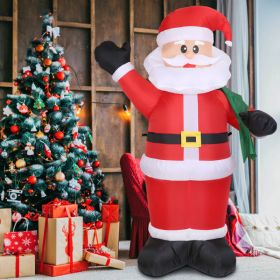 6.4ft Inflatable Christmas Giant Santa Claus Blow up Light up Santa Claus with LED Lights Gift Bag IPX4 Waterproof Christmas Outdoor Yard Lawn Holiday (Color: As Picture)