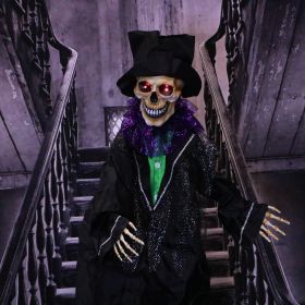Haunted Hill Farm Zombie Bride with Pop-Up Head and Light-Up Eyes (Style: 5ft Black and Purple Standing Groom)