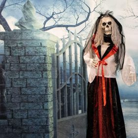 Haunted Hill Farm Zombie Bride with Pop-Up Head and Light-Up Eyes (Style: 65" Standing Bride)