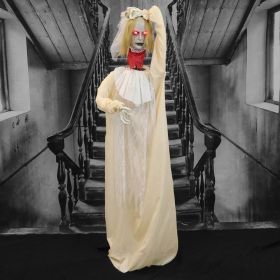 Haunted Hill Farm Zombie Bride with Pop-Up Head and Light-Up Eyes (Style: 65" Swinging Girl)