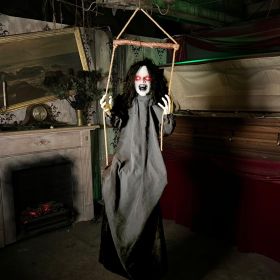 Haunted Hill Farm Zombie Bride with Pop-Up Head and Light-Up Eyes (Style: 15" Swinging Creepy Girl)