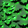 36 Pack Halloween Bats Wall Decor â€“ Lighted 3D Bat Stickers Assorted Size for Halloween Party, Bedroom Window Decorations