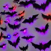 36 Pack Halloween Bats Wall Decor â€“ Lighted 3D Bat Stickers Assorted Size for Halloween Party, Bedroom Window Decorations