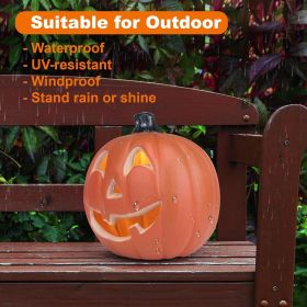 Lantern Halloween Pumpkin Lights- Waterproof Pre-lit Pumpkin Lighted JackoLantern for Halloween Porch, Party, Front Door (Color: 11in-smile Face)