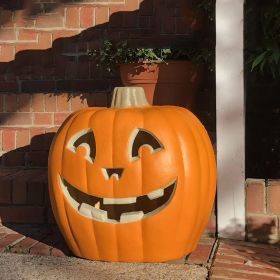 Lantern Halloween Pumpkin Lights- Waterproof Pre-lit Pumpkin Lighted JackoLantern for Halloween Porch, Party, Front Door (Color: 21in-smile Face)