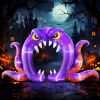 12FT Halloween Inflatables Decoration Giant Ghost with 3-Colored Flame Rotation LED Light Spooky Halloween Decorations Outdoor Blow Up Yard Decoration