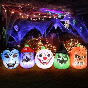 12FT Halloween Inflatables Decoration Giant Ghost with 3-Colored Flame Rotation LED Light Spooky Halloween Decorations Outdoor Blow Up Yard Decoration (Color: Scary Giant Heads)