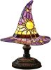 Witch Hat Lamps, Handcrafted Stained Glass Resin Wizard Hat Light Gothic Table Lamp for Halloween Decor