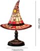 Witch Hat Lamps, Handcrafted Stained Glass Resin Wizard Hat Light Gothic Table Lamp for Halloween Decor