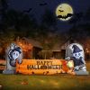12FT Halloween Inflatables Decoration Giant Ghost with 3-Colored Flame Rotation LED Light Spooky Halloween Decorations Outdoor Blow Up Yard Decoration