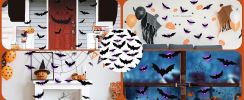 36 Pack Halloween Bats Wall Decor â€“ Lighted 3D Bat Stickers Assorted Size for Halloween Party, Bedroom Window Decorations