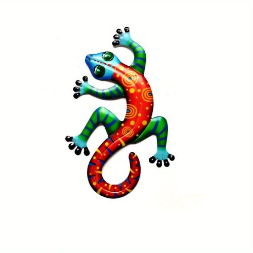 1pc/4pcs Metal Gecko Wall Decor, Plaques & Wall Art, 3D Lizard Colorful Wall Sculpture Decoration For Garden, Fence, Lawn, Farmhouse