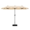 13 Feet Double-Sided Patio Twin Table Umbrella with Crank Handle